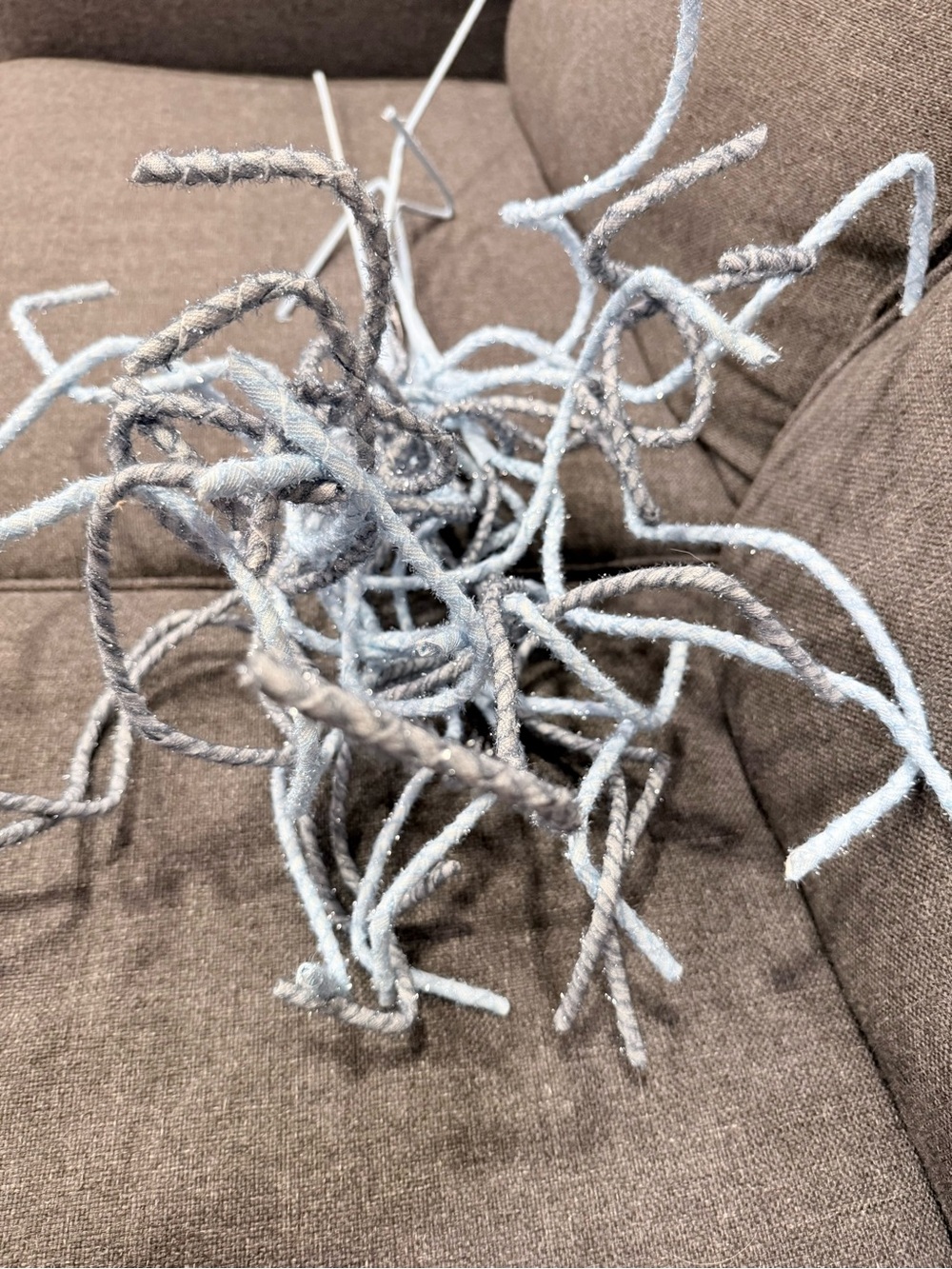 4- Twisted Decorative Branch Accent in Light Blue
